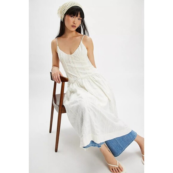 Free people Ezra Midi Dress Ribbed Scoop Neck Slip Beach Cotton S-6 New 283189 - Picture 1 of 9